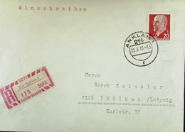 DDR: R-Fern-Brf Mit Selbstbed.-R-Zettel 50 Pf 214 Anklam 1 (413) -mit Einliefgschein 25.9.73 Mit 20 Pf Ulbricht - Labels For Registered Mail