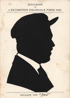 CPA Silhouette - Portrait D'un Homme Avec Une Casquette - Souvenir De L'exposition Coloniale Paris 1931 - Par Paul - Silhouetkaarten