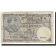 Billet, Belgique, 5 Francs, 1938, KM:108a, TB - 5 Franchi