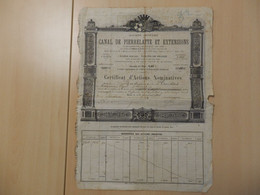 CERTIFICAT D'ACTIONS NOMINATIVES CANAL DE PIERRELATTE ET EXTENSIONS 1883 - Navy