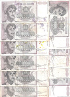 YOUGOSLAVIE 500 MILLION 1993 VG+ P 125  ( 10 Billets ) - Jugoslawien