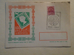 D191911  Hungary  - 1940   -the Stamp Is 100 Years  Comm. Postcard  One Penny  Great Britain - Andere & Zonder Classificatie