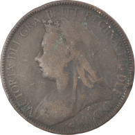 Monnaie, Grande-Bretagne, Victoria, 1/2 Penny, 1900, B+, Bronze, KM:789 - C. 1/2 Penny