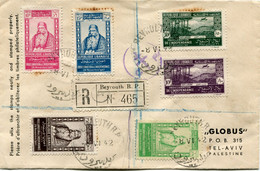 GRAND LIBAN LETTRE RECOMMANDEE DEPART BEYROUTH 8 VI 42 POUR LA PALESTINE - Covers & Documents