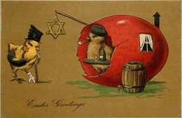 Judaica Judaisme * CPA Illustrateur Gauffrée Embossed * Joyeuse Pâques Easter Greetings * Poussins Humanisés Juifs Juif - Jodendom