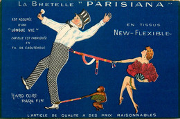 La Bretelle PARISIANA Ets STANDARD 15 Bd Valbenoite à St étienne * CPA Publicitaire Illustrateur Homme Femme Singe Mode - Advertising