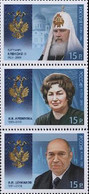 Russia 2012 Recipients Of The Order Of St. Andrew Set Of 3 Stamps - Cristianesimo