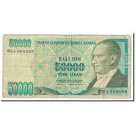 Billet, Turquie, 50,000 Lira, 1995, Old Date : 14.10..1970 (1995)., KM:204, B - Turquie