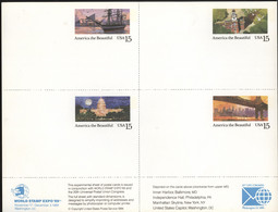 UX142a Postal Cards Sheetlet Of Four SLIGHTLY FLUORESCENT 1989 Cat.$16.00 - 1981-00