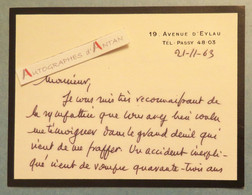 ● Albert De LUPPE écrivain Né à Château De Beaurepaire (Oise) Accident De Son épouse Née Marthe De Vogüé carte Lettre - Autographes