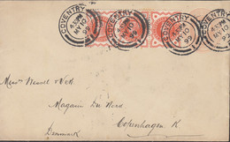 GROSSBRITANNIEN Privatumschlag Mit 1 P + 3x 86 DerFa. Francis Bacley Ribbon, Stempel Conentry 10.MY 1899 - Covers & Documents