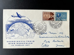 NORWAY 1957 FIRST FLIGHT COPENHAGEN TO TOKYO BY NORTH POLE 24-02-1957 NOORWEGEN NORGE - Cartas & Documentos