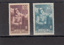 France - Année 1938 - Neuf** - N°YT 386/87 -  Monument à La Gloire De L'infanterie - Unused Stamps