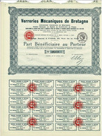 - Titre De 1925 - Verreries Mécaniques De Bretagne - Anciennes Verreries De Bretagne - Industrie