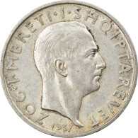 Monnaie, Albania, Zog I, Frang Ar, 1937, Rome, SUP, Argent, KM:18 - Albania