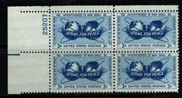 0292- USA - 1955 - SC#: 1070 - MNH - ATOMIC ENERGY - PLATE BLOCK FOLDED (NO DAMAGED) - Atomo