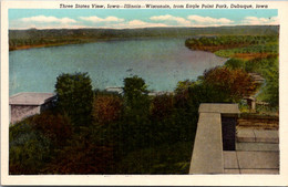 Iowa Dubuque Three States View From Eagle Point Park Curteich - Dubuque