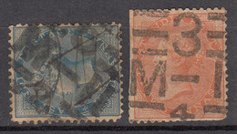 2 Diff., Cancellation Of  JC Type 32a / Martin 17b, QV British East India India Used, Early Indian Cancellation - 1854 Compañia Británica De Las Indias