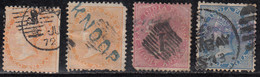 4 Diff., BOMBAY Cancellation, JC Tpye 4 And Local Varities On QV British East India Used, (stamps Damaged) - 1854 East India Company Administration