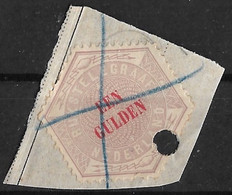 1877-1903 Telegramzegels 1 Gulden Lila En Rood NVPH TG 11 Op Deel Formulier - Telegramzegels