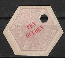 1877-1903 Telegramzegels 1 Gulden Lila En Rood NVPH TG 11 Op Deel Formulier - Telegraphenmarken