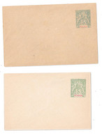 REUNION Entier Enveloppe 5c. Vert Type Papier épais Et DIEGO SUAREZ Entier Enveloppe 5c. (petite Charnière Visible Scan) - Covers & Documents