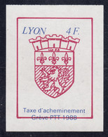 FRANCE : 1988 -TIMBRE DE GREVE LYON N° 43 ( MAURY ) RARE VARIETE LEGENDE DECALEE - Timbres