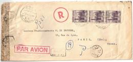 Egypte - Alexandria - Alexandrie - Recommandée Provisoire - Lettre Avion Pour Paris - Contrôle Du Courrier ? - 1955 - Briefe U. Dokumente