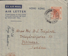 1949. HONG KONG. AIR LETTER Georg VI FORTY CENTS To Mölndal, Sweden From HONG KONG 25 OC 49. Sender From B... - JF427139 - Ganzsachen