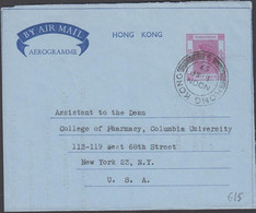 1957. HONG KONG. AEROGRAMME Elizabeth FIFTY CENTS To USA From HONG KONG 1 AP 57. - JF427143 - Interi Postali