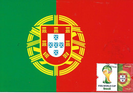 CARTE MAXIMUM - MAXIMUM CARD - CARTOLINA MAXIMA -  PORTUGAL - FOOTBALL - COUPE DU MONDE - BRÈSIL - DRAPEAU PORTUGAL - 2014 – Brasil