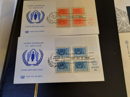 2 FDC United Nations Yv 72-73 Block Of 4 - FDC