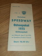 Speedway Rostock 9.07.1975 , Programmheft / Programm / Rennprogramm , Program !!! - Motos