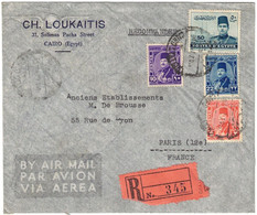 Egypte - Le Caire - Cairo - Lettre Recommandée Avion Pour Paris (France) - 30 Avril 1947 - Briefe U. Dokumente