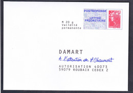 FRANCE ENTIER POSTAL PAP PRE-TIMBRE MARIANNE DE BEAUJARD VERSO ORANGE SANS TEXTE SOUS LOGO DROIT - PAP: Ristampa/Beaujard