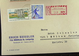 DDR: R-Fern-Brf Mit Selbstbed.-R-Zettel 50 Pf 8030 Dresden (744)-mit Einliefgschein 21.4.70 Mit 15 Pf V. DTSF U Olympia - Labels For Registered Mail