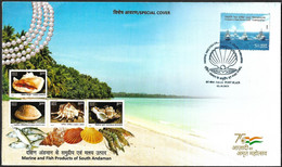 India 2022 Marine And Fish Products Of South Andaman,Portblair, Prawn, Sea Shell,Pearl,Jewellery Cover (**)  Inde Indien - Lettres & Documents