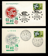 BELG.1961 1193 FDC's Liége & Antwerpen : " EUROPA 61 " - 1961-70