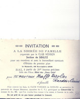 Haut Rhin Soultz, Carte Club Vosgien, Invitation Soultz 1930 - Soultz