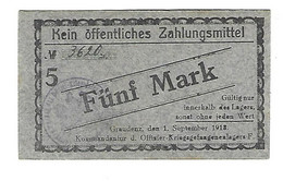 *germany Offizier  Kriegsgefangenen Lager  Graudenz  Lager F  5 Mark  05.07 - Otros & Sin Clasificación