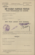 Guerre 39 45 Bon D'achat D'articles Textiles Pour Prisonniers De Guerre Chandail 1 2 1942 Préfecture De La Marne - Buoni & Necessità