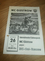 Speedway Güstrow 26.07.1978 , Stal Rzeszow , Neubrandenburg , Programmheft / Programm / Rennprogramm , Program !!! - Motos