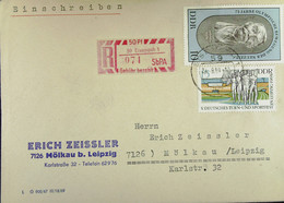 DDR: R-Fern-Brf Mit Selbstbed.-R-Zettel 50 Pf 59 Eisenach 1 (071)-mit Einliefgschein 24.9.69 Mit 15 Pf DTSF Leipzig Ua - Etiquetas De Certificado