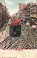 CPA ETATS UNIS - Wabash Ave And Elevated Railroad Train Looking North From Van Buren St - Oblitéré En 1907 - Colorisé - Other & Unclassified