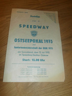 Speedway Güstrow 12.07.1975 , Ostseepokal , Programmheft / Programm / Rennprogramm , Program !!! - Motos