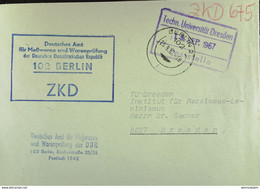 Fern-Brief Mit ZKD-Kastenstpl "Deutsches Amt Für Meßwesen Und Warenprüfung Der DDR 102 Berlin" 15.9.67 An TU Dresden - Zentraler Kurierdienst