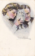 CPA ILLUSTRATIONS, SIGNED, CLARENCE F. UNDERWOOD- COUPLE WITH A CAT - Underwood, Clarence F.