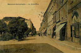 Beaumont De Lomagne * La Grand'rue * Commerce Magasin BEDOUCHE * Cpa Toilée Colorisée - Beaumont De Lomagne