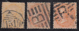 3 Diff., Shades, 1856 British East India Used, Two Annas Shades, 2a No Watermark - 1854 Compañia Británica De Las Indias