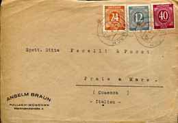 73850 Germany, Front Of Cover Circuled 1947 From Pullach To Italy - Zone AAS